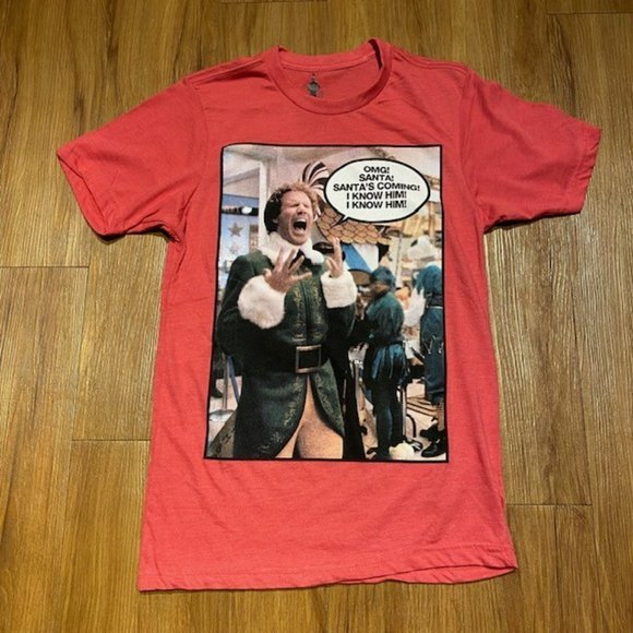 Elf Movie Will Ferrell OMG! Santa T Shirt Small Red Ripple Junction NWOT - Picture 6 of 7